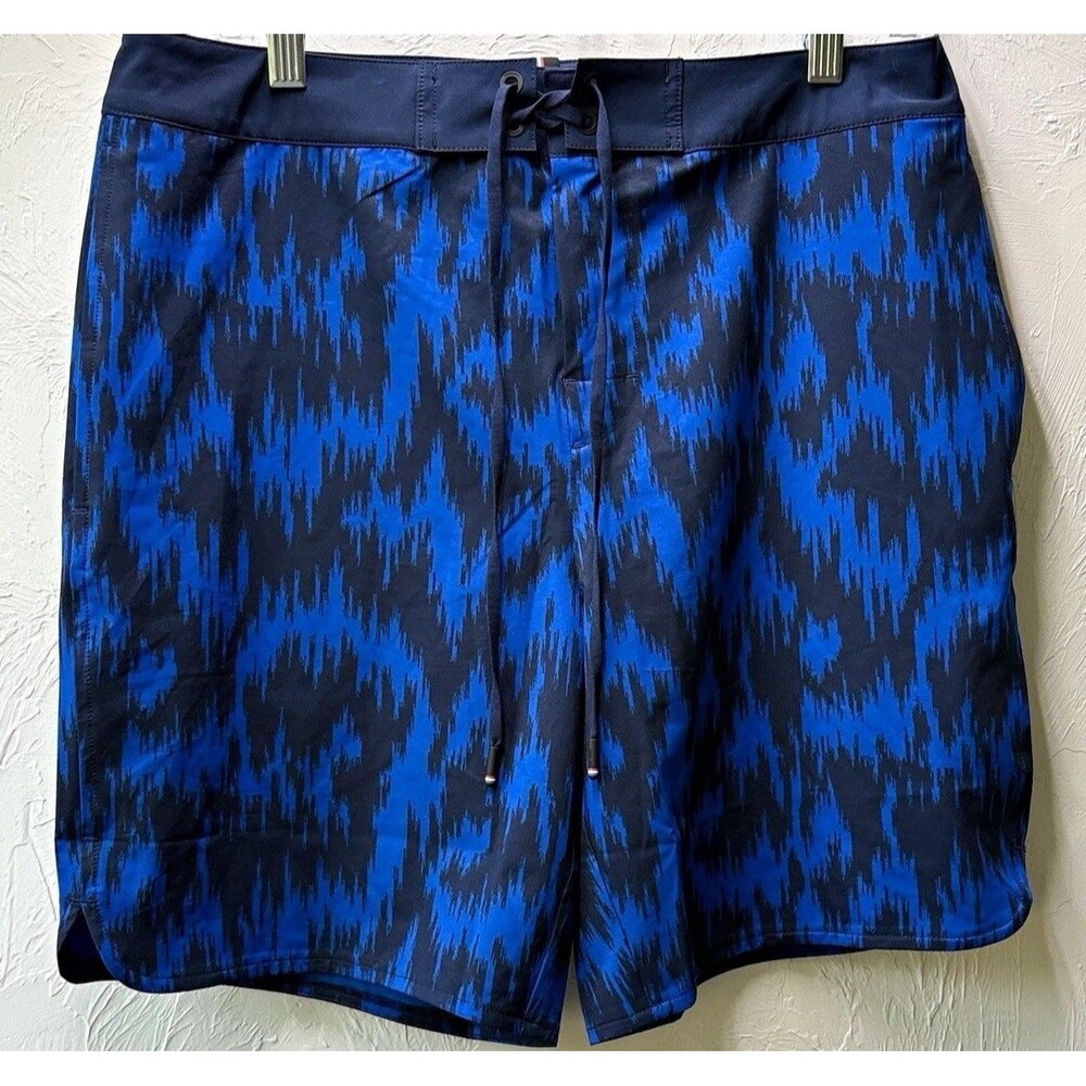 FOURLAPS Men's Blue/Black Abstract Swim Shorts Recycled Polyester Microfiber